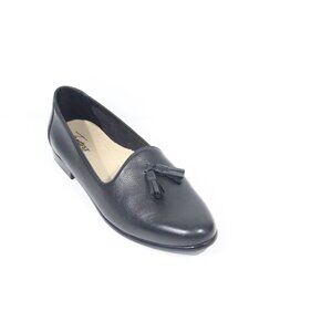 Trotters Liz Loafer sz 10.5 Women Black Leather Slip on Shoe Comfort Flat tassel